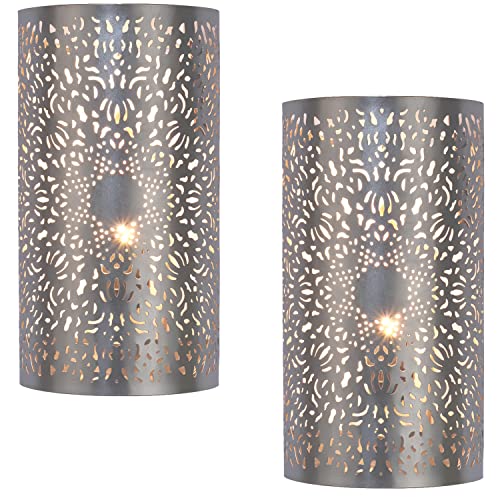 2er Set Marrakesch Orientalische Lampe Wandleuchte aus Metall Wandlampe Leuchte Yassan Silber 29cm als Wanddeko (Silber, 2 Stück) von Marrakesch Orient & Mediterran Interior