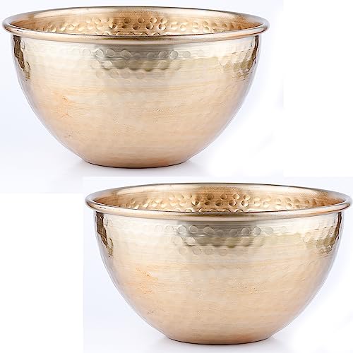 2er Set Marrakesch Schale Obstschale aus Aluminium 24cm groß | Schüssel Erla Gold als Tischdeko in der Küche von Marrakesch Orient & Mediterran Interior