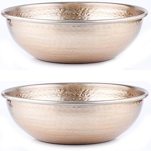 2er Set Marrakesch Schale Obstschale aus Aluminium 27cm groß | Schüssel Engla Gold als Tischdeko in der Küche von Marrakesch Orient & Mediterran Interior