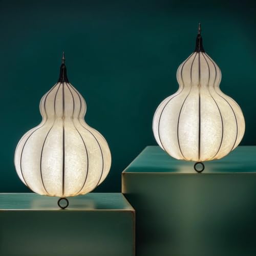 2er Set Orient Lampe Tischlampe Nachttischlampe Darabil Lederlampe Hennalampe | Marokkanische Stehlampen aus Metall, Lampenschirm aus Leder | Orientalische Dekoration von Marrakesch Orient & Mediterran Interior