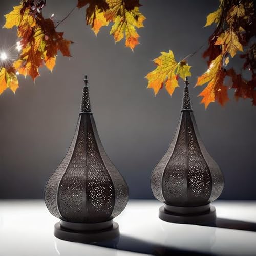2er Set Orientalische Laterne Windlicht Garten Deko Ezana schwarz von Marrakesch Orient & Mediterran Interior