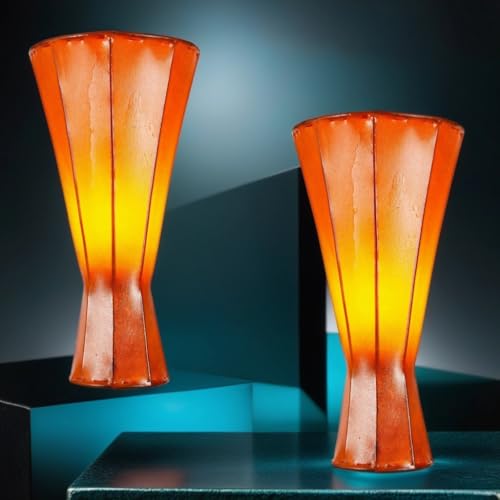 2er Set Orientalische Stehlampe Jinjin Orange 40cm Lederlampe Hennalampe Lampe | Marokkanische Große Stehlampen aus Metall, Lampenschirm aus Leder | Orientalische Dekoration aus Marokko von Marrakesch Orient & Mediterran Interior
