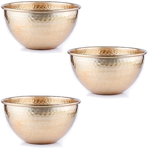 3er Set Marrakesch Schale Obstschale aus Aluminium 24cm groß | Schüssel Erla Gold als Tischdeko in der Küche von Marrakesch Orient & Mediterran Interior