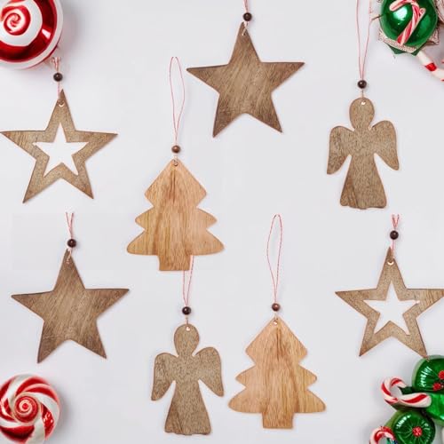 8er Set Weihnachtsanhänger Weihnachtsdeko aus Holz von Marrakesch Orient & Mediterran Interior