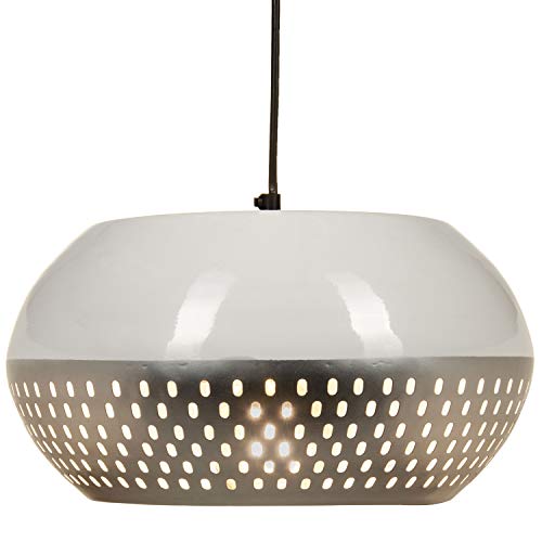 MAADES Design Vintage Pendelleuchte Lampe | Hängeleuchte Altesse Weiß Silber 33cm E27 | Deckenlampe für Küche, Wohnzimmer oder über den Esstisch von Marrakesch Orient & Mediterran Interior