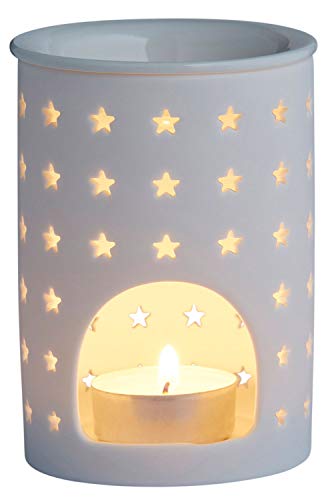 Duftlampe aus Keramik für Teelicht in Weiß 12cm | Aromalampe für Aroma Duft öl | Windlicht Teelichthalter für Teelichter innen und außen | Weiße Landhaus Duftlampen Aromalampen als Dekoration von Marrakesch Orient & Mediterran Interior