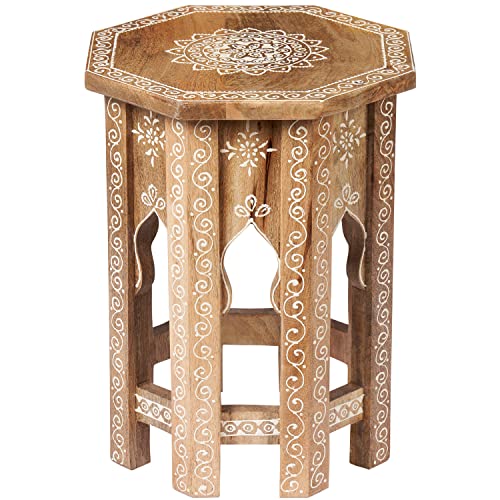 MARRAKESCH Beistelltisch Nachttisch aus Holz 40cm groß Tisch Hocker Faiha braun als Orientalische Dekoration von Marrakesch Orient & Mediterran Interior
