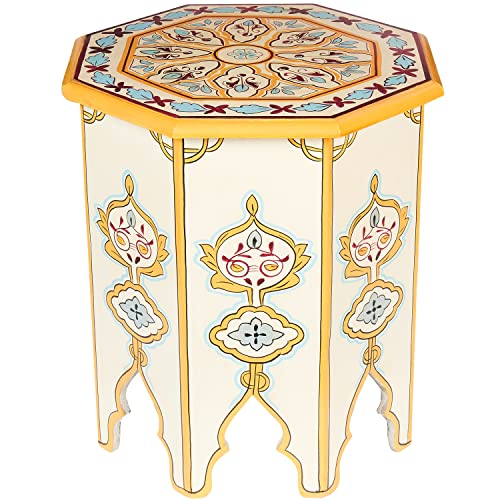 MARRAKESCH Beistelltisch Nachttisch aus Holz 50cm groß Tisch Hocker Gargar Beige als Orientalische Dekoration von Marrakesch Orient & Mediterran Interior