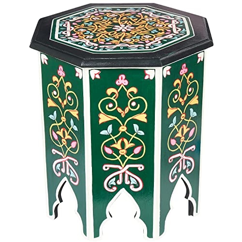 MARRAKESCH Beistelltisch Nachttisch aus Holz 50cm groß Tisch Hocker Gargar Grün als Orientalische Dekoration von Marrakesch Orient & Mediterran Interior