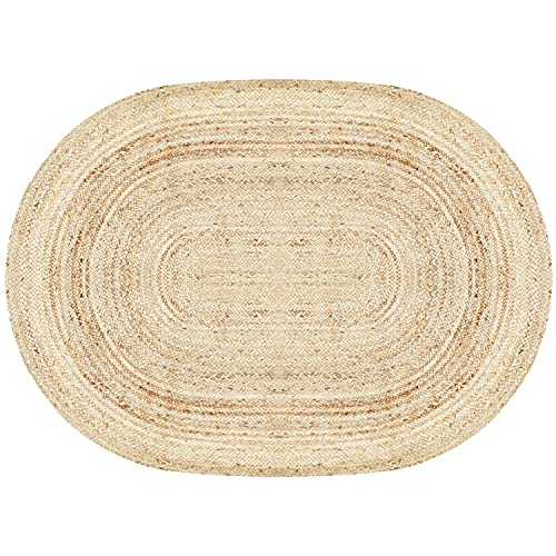 MARRAKESCH Handgewebter Jute Teppich Emma 180 x 120 cm groß | Outdoor Teppiche oval geflochten für Garten oder Balkon | Indoor im Wohnzimmer Kinderzimmer | Mediterrane Deko für Ihre Wohnung Haus von Marrakesch Orient & Mediterran Interior