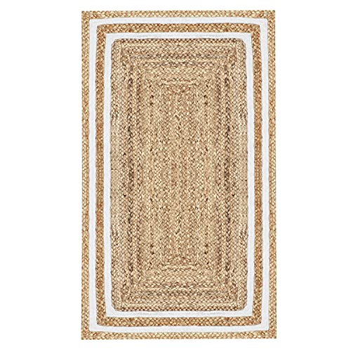 MARRAKESCH Handgewebter Jute Teppich Läufer Chloe 110 x 60 cm groß | Teppichläufer geflochten als Fußmatte vor der Haustür innen oder draußen | Küchenläufer im Flur Badezimmer oder Küche von Marrakesch Orient & Mediterran Interior