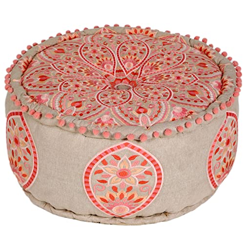 MARRAKESCH Pouf Hocker aus Baumwolle Hajra Inklusive Füllung ø 50cm Rund Bodenkissen als Orientalische Dekoration von Marrakesch Orient & Mediterran Interior