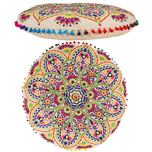 MARRAKESCH Sitzkissen Rund Hakika aus Baumwolle Inklusive Füllung ø 50cm Bodenkissen als Orientalische Dekoration von Marrakesch Orient & Mediterran Interior