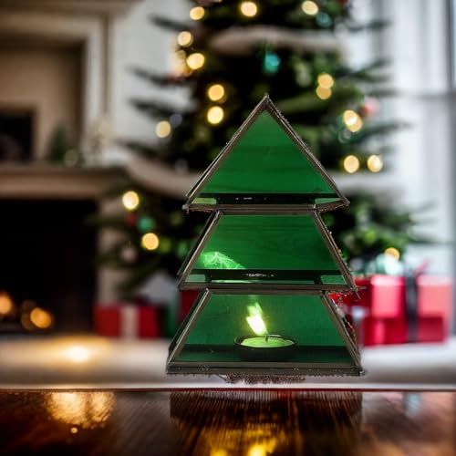 Teelichthalter Christbaum 17cm Grün aus Glas als Weihnachtsdeko Finse von Marrakesch Orient & Mediterran Interior