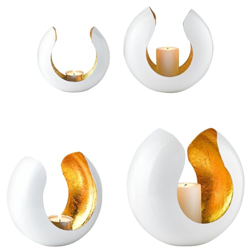 Marrakesch 2er Set Boho Deko Aesthetic Teelichthalter aus Metall 19 cm groß | Windlicht Kumas Weiß Gold als Garten Wohnzimmer Tisch Deko | Moderne Deko Windlichter Kerzenhalter für Teelichter Marrakesch 2er Set Boho Deko Aesthetic Teelichthalter aus Metall 19 cm groß | Windlicht Kumas Weiß Gold als Garten Wohnzimmer Tisch Deko | Moderne Deko Windlichter Kerzenhalter für Teelichter von Marrakesch Orient & Mediterran Interior