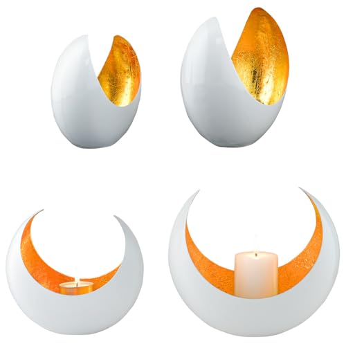 Marrakesch 2er Set Boho Deko Aesthetic Teelichthalter aus Metall 19 cm groß | Windlicht Maputo Weiß Gold als Garten Wohnzimmer Tisch Deko | Ramadan Deko Windlichter Kerzenhalter für Teelichter Marrakesch 2er Set Boho Deko Aesthetic Teelichthalter aus Metall 19 cm groß | Windlicht Maputo Weiß Gold als Garten Wohnzimmer Tisch Deko | Ramadan Deko Windlichter Kerzenhalter für Teelichter von Marrakesch Orient & Mediterran Interior