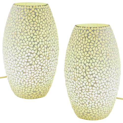 Marrakesch Orient & Mediterran Interior 2er Set Boho Deko tischlampe Nachtischlampe aus Glas Mosaik Tiaga -1- von Marrakesch Orient & Mediterran Interior