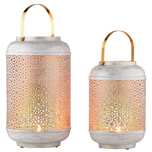 Marrakesch 2er Set Boho Deko Windlicht Laterne 30 & 23cm aus Metall rund| Teelichthalter als Tischdeko Wohnzimmer Deko | Kerzenhalter Windlichter Anago als Balkon & Garten Aesthetic Gartendeko Marrakesch 2er Set Boho Deko Windlicht Laterne 30 & 23cm aus Metall rund| Teelichthalter als Tischdeko Wohnzimmer Deko | Kerzenhalter Windlichter Anago als Balkon & Garten Aesthetic Gartendeko von Marrakesch Orient & Mediterran Interior