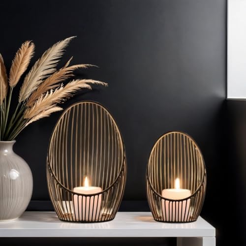 Marrakesch 2er Set Deko Aesthetic Windlichter Metall Draht 28 & 23 cm groß schwarz Gold | Windlicht Teelichthalter Palmis als Gartendeko & Wohnzimmer Tisch Deko | Exquisite Kerzenständer für Kerzen Marrakesch 2er Set Deko Aesthetic Windlichter Metall Draht 28 & 23 cm groß schwarz Gold | Windlicht Teelichthalter Palmis als Gartendeko & Wohnzimmer Tisch Deko | Exquisite Kerzenständer für Kerzen von Marrakesch Orient & Mediterran Interior
