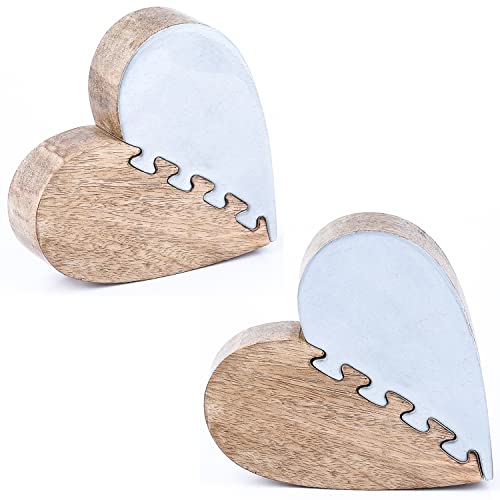 Marrakesch 2er Set Deko Aufsteller 16cm Groß | Dekoobjekt Amour 1 geteiltes Herz-Puzzle als Partnerset von Marrakesch Orient & Mediterran Interior