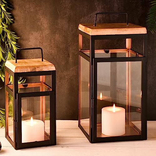 Marrakesch 2er Set LED Laterne Windlicht 41 cm und 30 cm | Laternen mit LED-Kerze Batterie betrieben und mit Timer Funktion | Gartenlaterne für Draußen Vejle modern als Gartendeko von Marrakesch Orient & Mediterran Interior