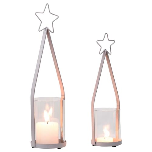 Marrakesch 2er Set Moderne Kerzenhalter Bomiki Schwarz aus Metall 32cm & 26cm Gross – Tischdeko Kerzenständer Modern für Kerzen von Marrakesch Orient & Mediterran Interior
