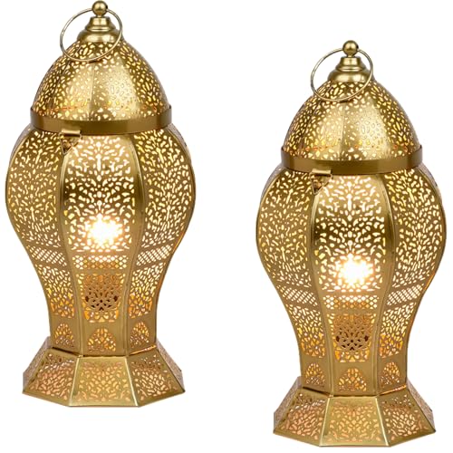 Marrakesch 2er Set Orientalische Deko Tischlampe Nachttischlampe 40cm groß | Boho Tischleuchte Lampe im Wohnzimmer Schlafzimmer & Kinderzimmer | Tischleuchte Jaleel gold aus Metall E27 Lampenfassung von Marrakesch Orient & Mediterran Interior