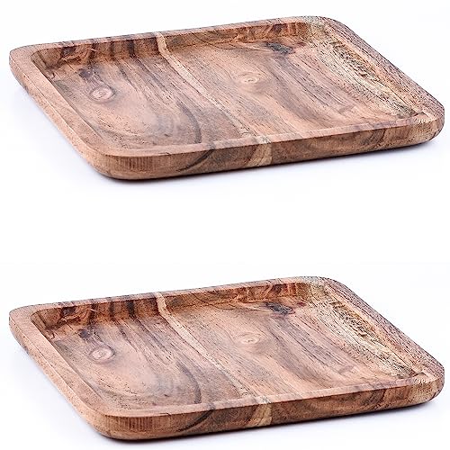 Marrakesch 2er Set Serviertablett aus Holz 20x20cm groß | Tablett Servierplatte Anea modern als Tischdeko von Marrakesch Orient & Mediterran Interior