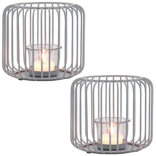 Marrakesch 2er Set Skandinavische Deko Windlichter Metall & Glas 14cm groß grau | Windlicht Teelichthalter Cibolo als Gartendeko & Wohnzimmer Tisch Deko | Exquisite Kerzenständer für Teelichter Marrakesch 2er Set Skandinavische Deko Windlichter Metall & Glas 14cm groß grau | Windlicht Teelichthalter Cibolo als Gartendeko & Wohnzimmer Tisch Deko | Exquisite Kerzenständer für Teelichter von Marrakesch Orient & Mediterran Interior