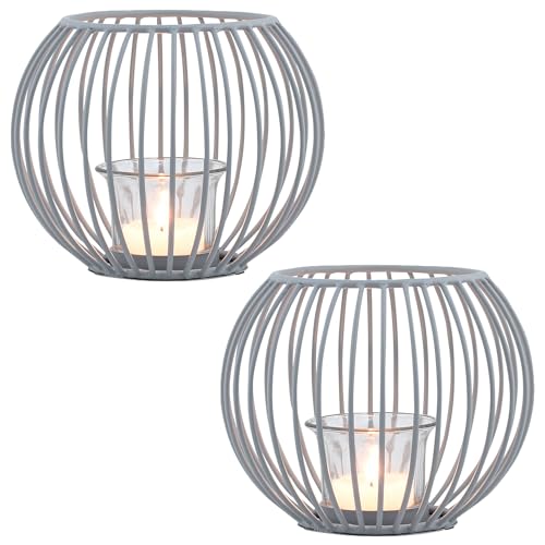 Marrakesch 2er Set Skandinavische Deko Windlichter Metall & Glas 15cm klein grau | Windlicht Teelichthalter Spectro als Gartendeko & Wohnzimmer Tisch Deko | Exquisite Kerzenständer für Teelichter Marrakesch 2er Set Skandinavische Deko Windlichter Metall & Glas 15cm klein grau | Windlicht Teelichthalter Spectro als Gartendeko & Wohnzimmer Tisch Deko | Exquisite Kerzenständer für Teelichter von Marrakesch Orient & Mediterran Interior