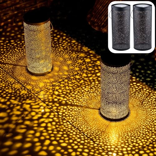 Marrakesch 2er Set Solarlaternen Solarlampen für außen mit Henkel aus Metall 30cm Groß | Orientalische Deko Outdoor Solar LED Laterne Wetterfest Feroe Schwarz IP65 Wasserdicht als Gartendeko im Garten Marrakesch 2er Set Solarlaternen Solarlampen für außen mit Henkel aus Metall 30cm Groß | Orientalische Deko Outdoor Solar LED Laterne Wetterfest Feroe Schwarz IP65 Wasserdicht als Gartendeko im Garten von Marrakesch Orient & Mediterran Interior