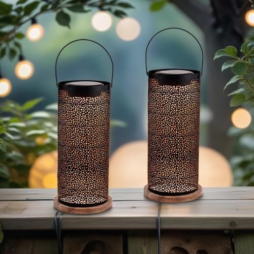 Marrakesch 2er Set Solarlaternen Solarlampen für außen mit Henkel aus Metall & Holz 30cm | Orientalische Deko Outdoor Solar LED Laterne Wetterfest Feroe Schwarz IP65 Wasserdicht als Gartendeko Garten Marrakesch 2er Set Solarlaternen Solarlampen für außen mit Henkel aus Metall & Holz 30cm | Orientalische Deko Outdoor Solar LED Laterne Wetterfest Feroe Schwarz IP65 Wasserdicht als Gartendeko Garten von Marrakesch Orient & Mediterran Interior