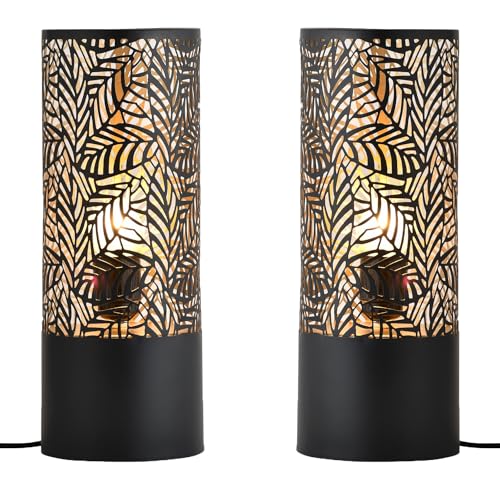 Marrakesch 2er Set Tischlampe Nachttischlampe 34cm groß | Aesthetic Deko Lampe im Wohnzimmer Schlafzimmer oder Kinderzimmer | Moderne Tischleuchte Verdure aus Metall schwarz gold E27 Lampenfassung Marrakesch 2er Set Tischlampe Nachttischlampe 34cm groß | Aesthetic Deko Lampe im Wohnzimmer Schlafzimmer oder Kinderzimmer | Moderne Tischleuchte Verdure aus Metall schwarz gold E27 Lampenfassung von Marrakesch Orient & Mediterran Interior