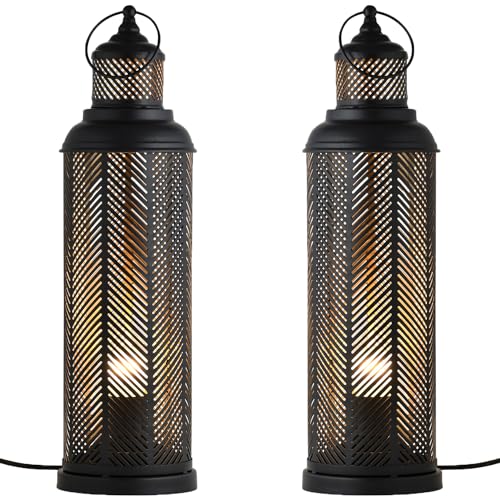 Marrakesch 2er Set Tischlampe Nachttischlampe 43cm groß | Aesthetic Deko Lampe im Wohnzimmer Schlafzimmer oder Kinderzimmer | Moderne Tischleuchte Torinos aus Metall schwarz gold E27 Lampenfassung von Marrakesch Orient & Mediterran Interior