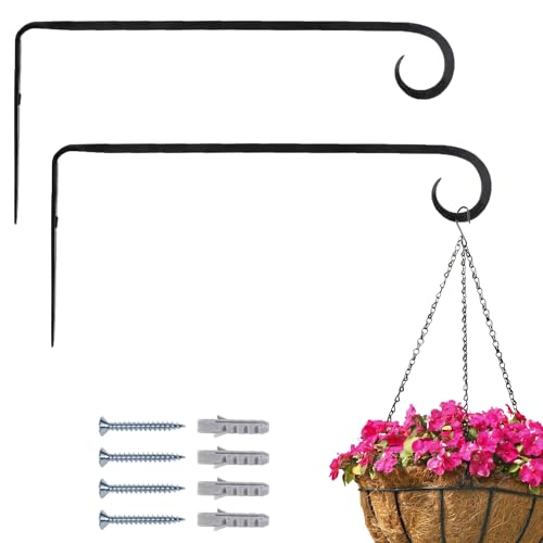 Marrakesch 2er Set Wandhaken handgeschmiedet schwarz 26cm lang | Vintage Haken zum Schrauben für Blumenampel & Hängepflanze | Gerätehalter Mapoy für draußen als Balkon Terrasse oder Garten Deko von Marrakesch Orient & Mediterran Interior