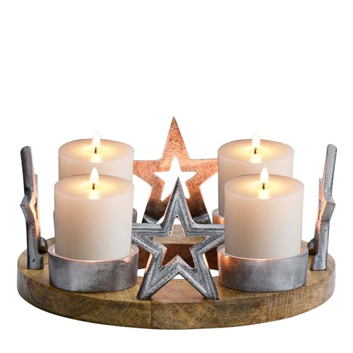 Marrakesch Adventskranz Kerzenhalter Demali aus Metall rund 23cm - Weihnachtsdeko Dekokranz Modern von Marrakesch Orient & Mediterran Interior