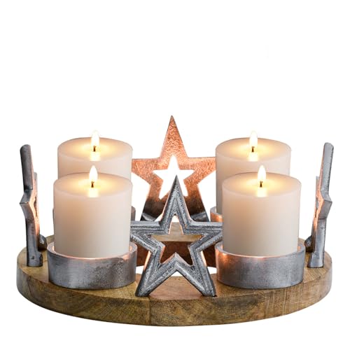 Marrakesch Adventskranz Kerzenhalter aus Metall rund 23cm - Weihnachtsdeko Dekokranz Modern Demali von Marrakesch Orient & Mediterran Interior