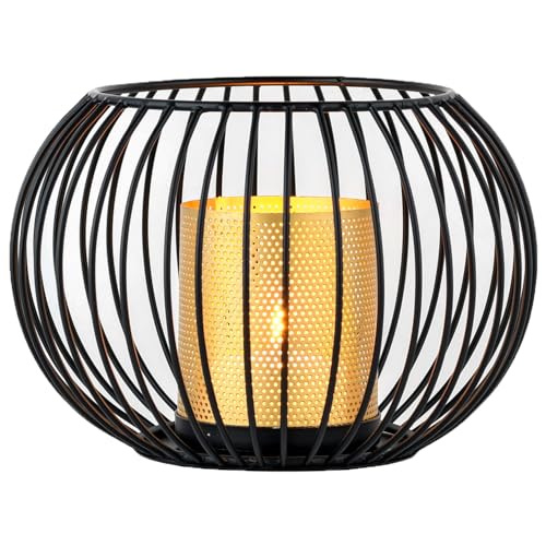 Marrakesch Boho Deko Aesthetic Windlichter Metall Draht 20 cm groß schwarz | Windlicht Teelichthalter Spectro als Gartendeko & Wohnzimmer Tisch Deko | Exquisite Kerzenständer für Teelichter von Marrakesch Orient & Mediterran Interior