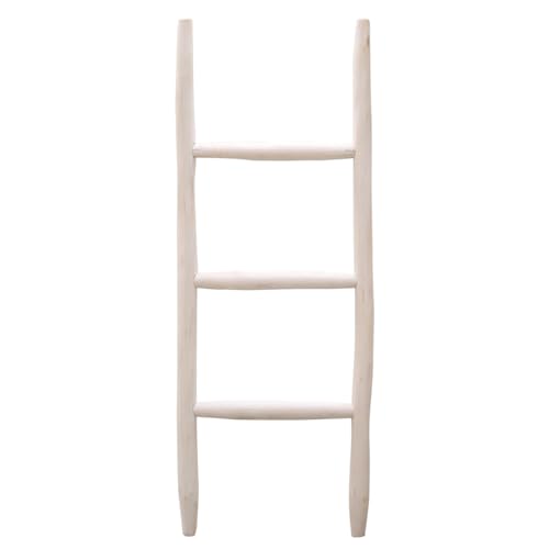 Marrakesch Boho Deko Dekoleiter aus Holz 92cm Handtuchleiter Manon Weiss als Handtuchständer freistehend im Bad von Marrakesch Orient & Mediterran Interior