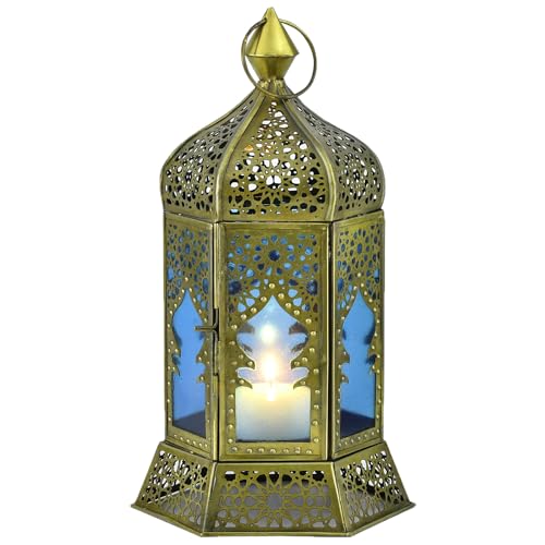 Marrakesch Boho Deko Teelichthalter Windlicht aus Metall & Glas Labib Blau 30cm | Orientalische Kerzenhalter Laterne als Marokkanische Balkon Garten oder Wohnzimmer Deko | Gartendeko für draußen Marrakesch Boho Deko Teelichthalter Windlicht aus Metall & Glas Labib Blau 30cm | Orientalische Kerzenhalter Laterne als Marokkanische Balkon Garten oder Wohnzimmer Deko | Gartendeko für draußen von Marrakesch Orient & Mediterran Interior