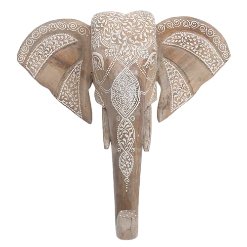 Marrakesch Boho Deko Wanddeko Elefant aus Holz massiv 44cm groß | Skandinavische Wandbilder Anokha modern als Deko im Wohnzimmer Schlafzimmer | Afrika Wanddekoration Outdoor als Terrasse Balkon Deko von Marrakesch Orient & Mediterran Interior