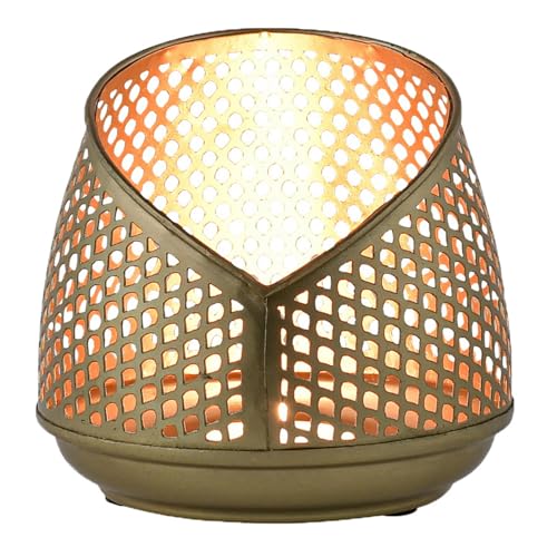 Marrakesch 2er Set Deko Aesthetic Teelichthalter aus Metall 12 cm groß Gold | Windlicht Safra als Wohnzimmer Tisch Deko | Exquisite Moderne Windlichter Kerzenhalter für Teelichter von Marrakesch Orient & Mediterran Interior
