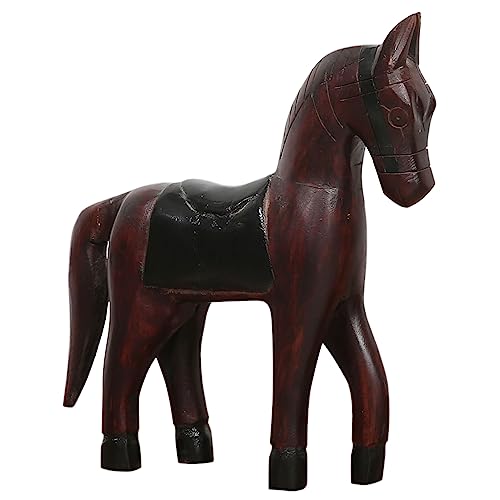 Marrakesch Dekofiguren aus Holz massiv Pferd Hevonen Dunkel Braun 28cm Groß Tierfiguren Skulptur als Tischdeko von Marrakesch Orient & Mediterran Interior