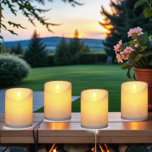 Marrakesch Orient & Mediterran Interior 4er Set LED Kerze aus Echtwachs mit Timer 10cm und gross| Kerzen mit Flackerndes warmweißes Licht und 3D Flamme Marrakesch Orient & Mediterran Interior 4er Set LED Kerze aus Echtwachs mit Timer 10cm und gross| Kerzen mit Flackerndes warmweißes Licht und 3D Flamme von Marrakesch Orient & Mediterran Interior
