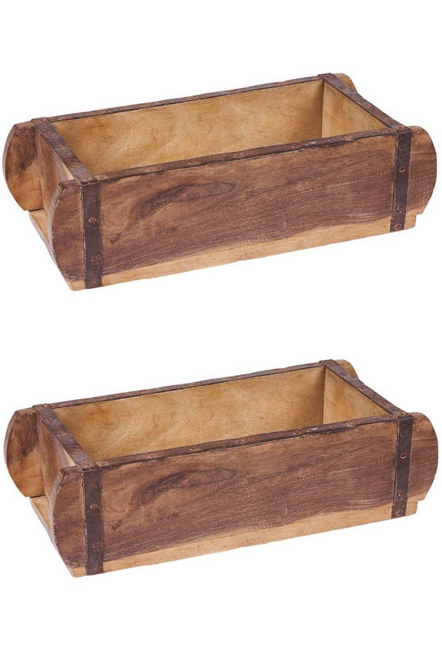 Marrakesch Orient & Mediterran Interior Aufbewahrungsbox 2er Set Vintage Holzkiste Holztablett aus Altholz (2 St), Antik von Marrakesch Orient & Mediterran Interior