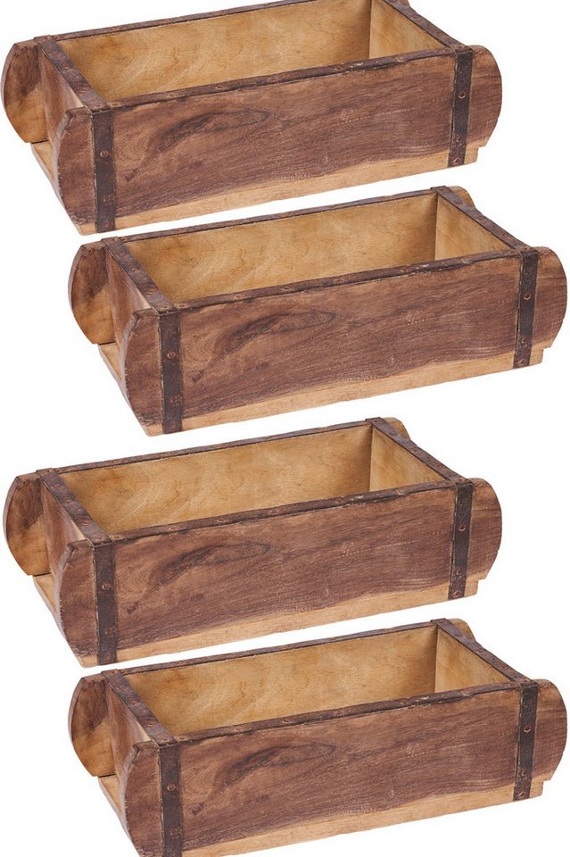 Marrakesch Orient & Mediterran Interior Aufbewahrungsbox 4er Set Vintage Holzkiste Holztablett aus Altholz (4 St), Antik von Marrakesch Orient & Mediterran Interior