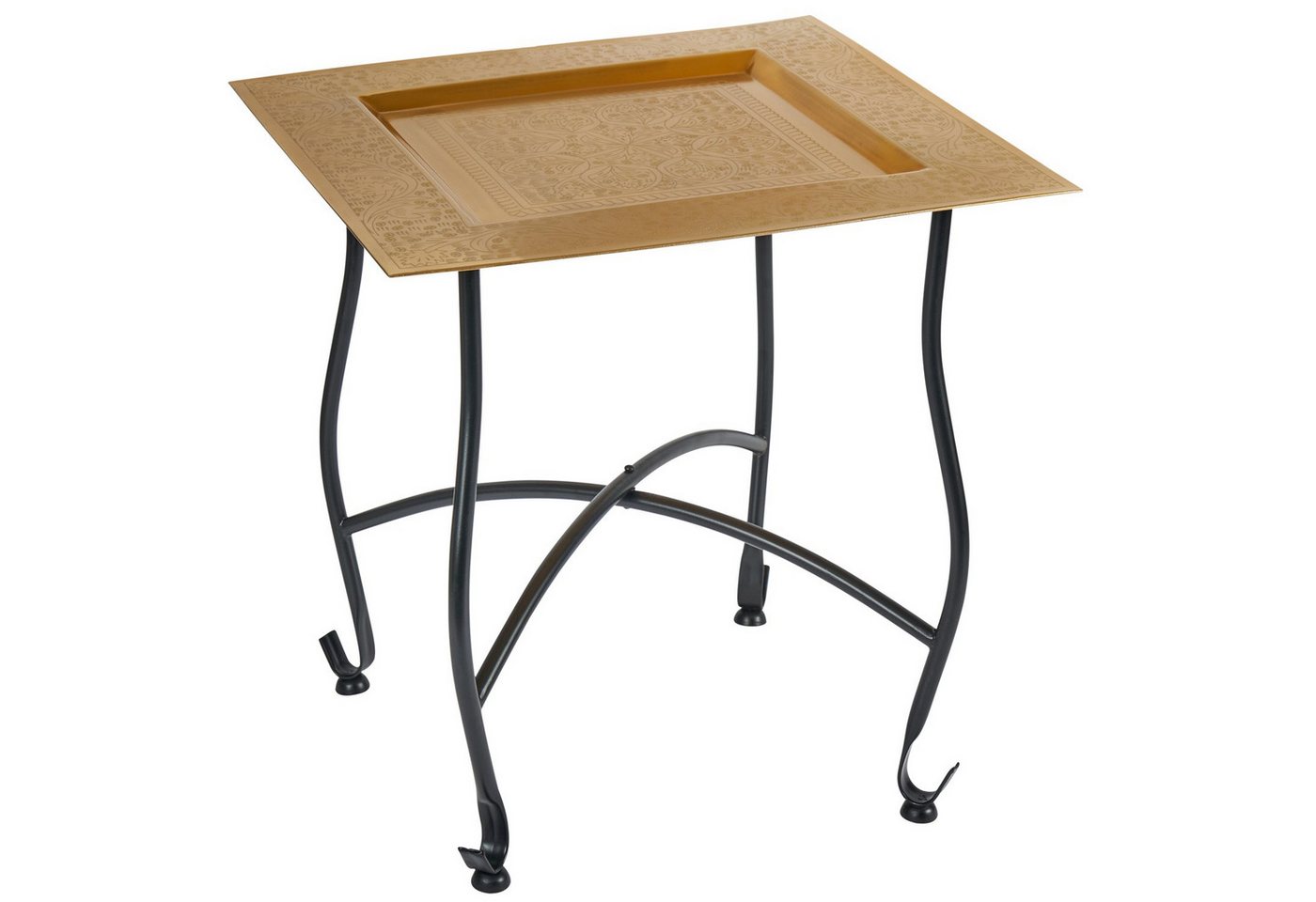 Marrakesch Orient & Mediterran Interior Beistelltisch Beistelltisch Garten Klapptisch Metall Sule Eckig Gold (1-St), Handarbeit von Marrakesch Orient & Mediterran Interior