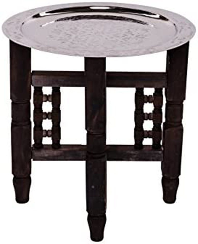Marrakesch Orient & Mediterran Interior Beistelltisch Orientalischer Tisch Mehdia - Silberfarbig, 40cm (1-St), Handarbeit von Marrakesch Orient & Mediterran Interior