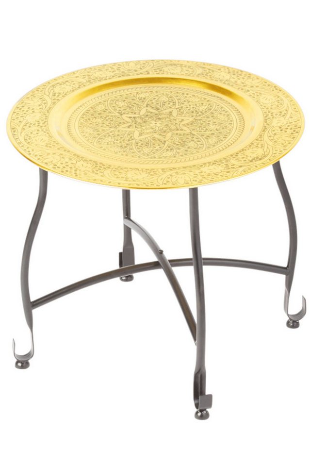 Marrakesch Orient & Mediterran Interior Beistelltisch Orientalischer Tisch Beistelltisch Klappbar Sule Gold 40cm (1-St), Handarbeit von Marrakesch Orient & Mediterran Interior