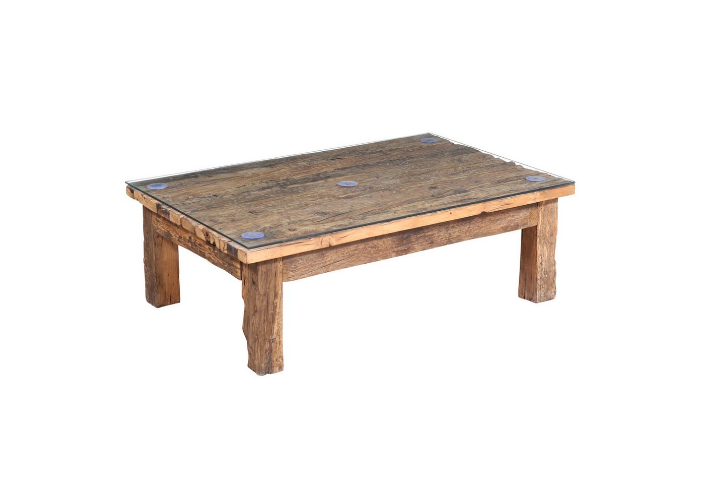 Marrakesch Orient & Mediterran Interior Couchtisch Couchtisch Aafke 120x80 cm Industrial Look mit Glas & Altholz (1-St) von Marrakesch Orient & Mediterran Interior